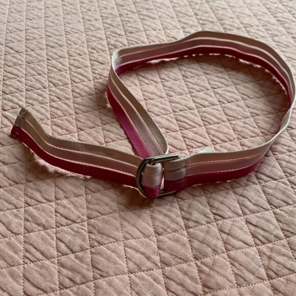 VINTAGE - Pink Striped D-Ring Belt - Medium (1,5 wide - 40 long) - Picture 1 of 6